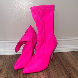 Pink neon booties